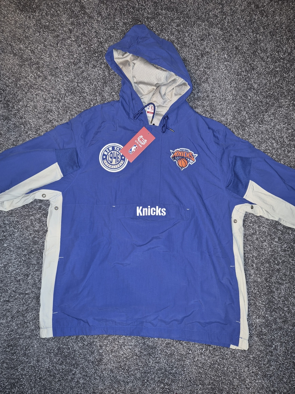 NBA Knicks Royal Blue Hooded Pullover Jacket with White Accents
